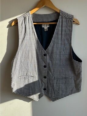 Museum Navy & White Gingham Vest